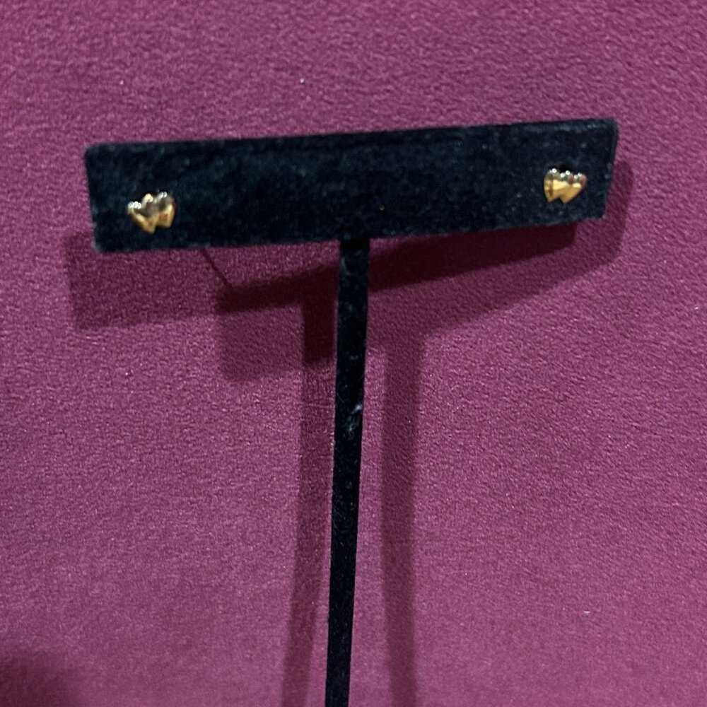 ❤️❤️14K GOLD Double Flat Heart Studd EARRINGS